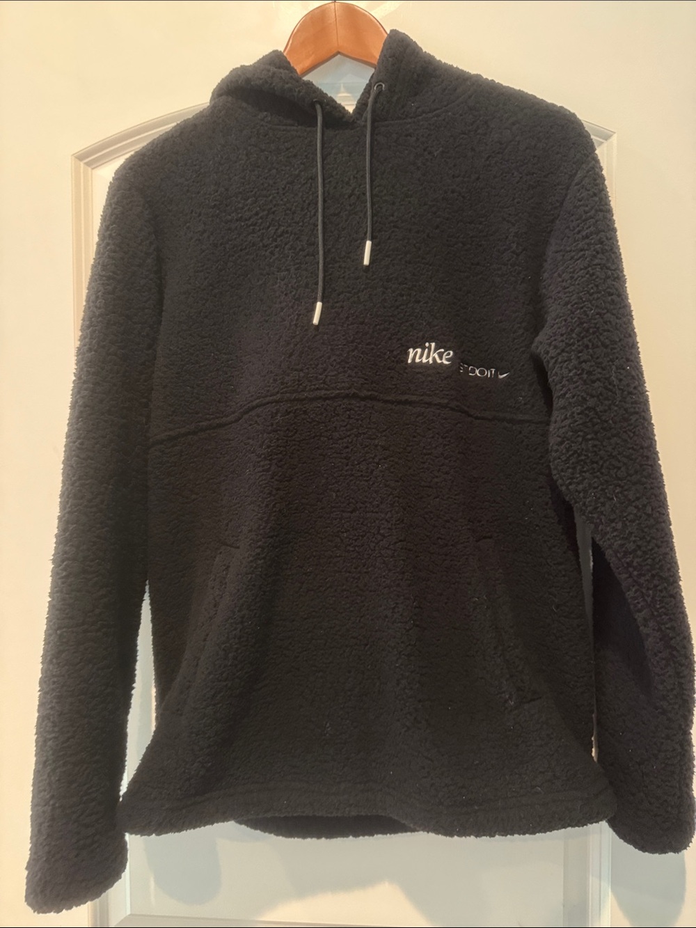Nike Black Sherpa Pullover Hoodie oversized XS Mens women’s